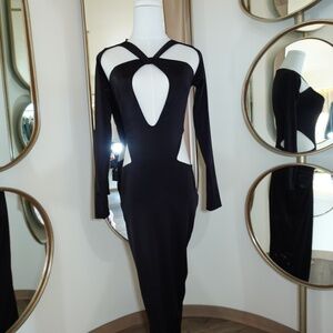 Sleek Cut-Out Black Gown